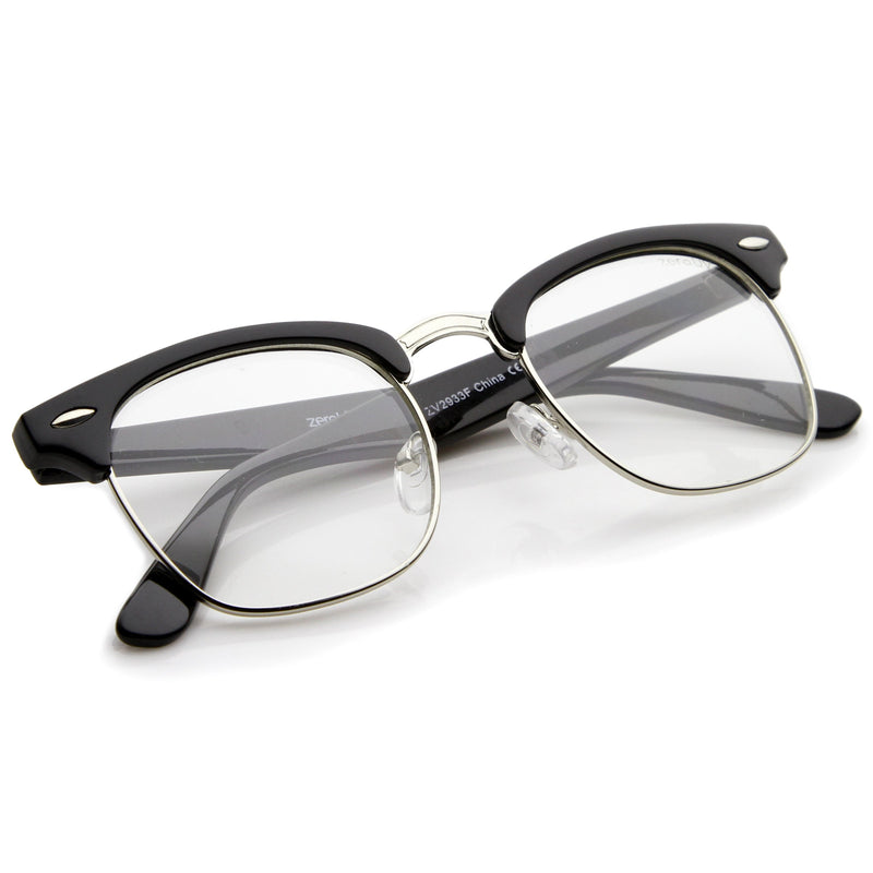 zeroUV Vintage Inspired Classic Horned Rim Half Frame Clear Lens Glasses 2933 Glasses