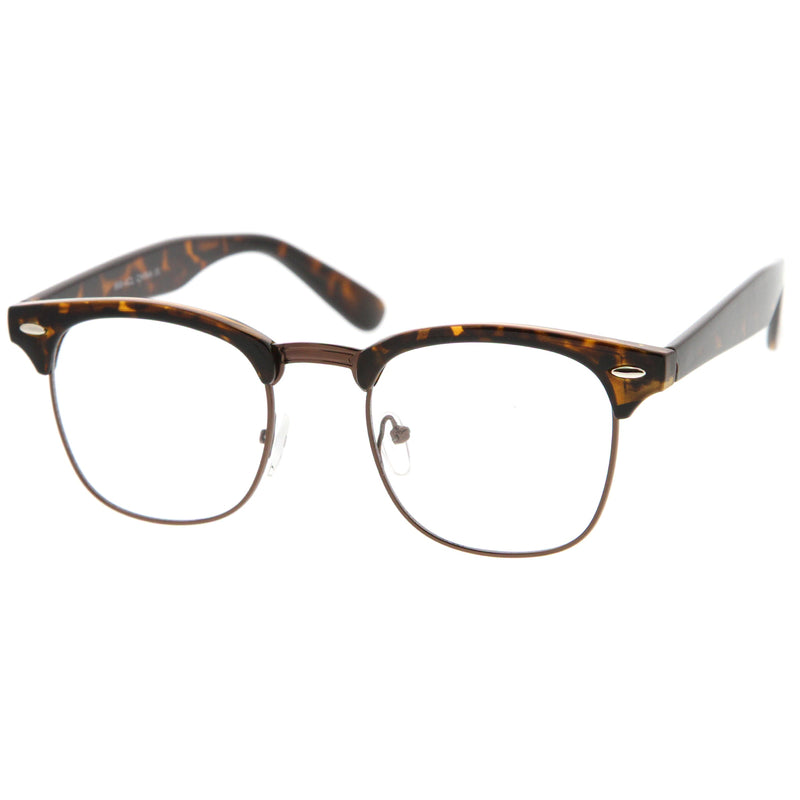 zeroUV Vintage Inspired Classic Horned Rim Half Frame Clear Lens Glasses 2933 Glasses