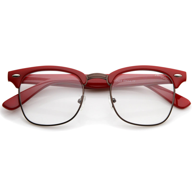 zeroUV Vintage Inspired Classic Horned Rim Half Frame Clear Lens Glasses 2933 Glasses