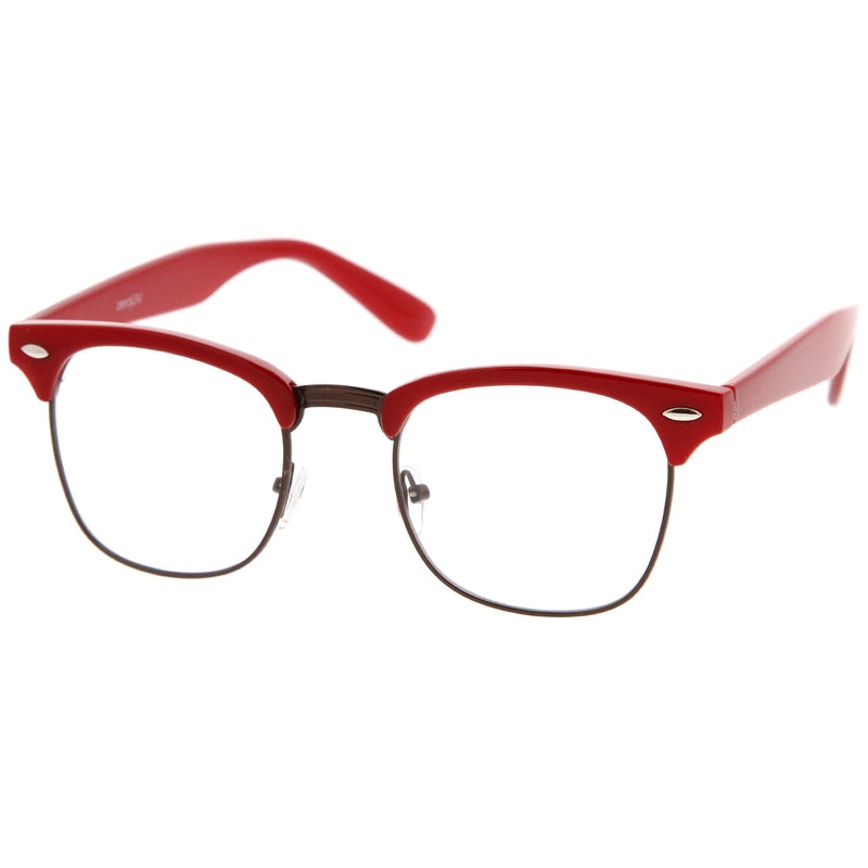 zeroUV Vintage Inspired Classic Horned Rim Half Frame Clear Lens Glasses 2933 Glasses