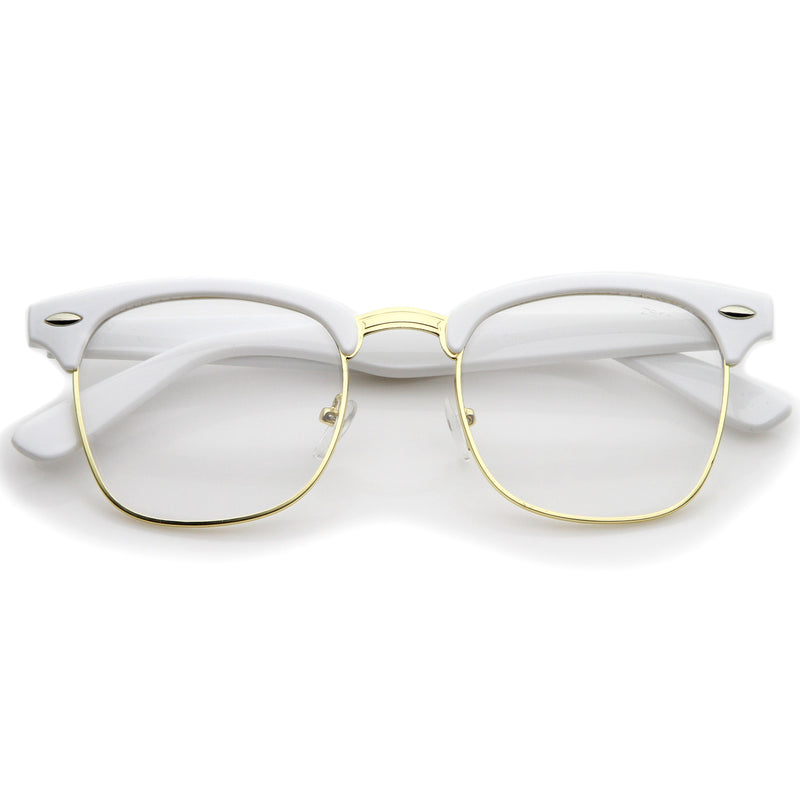 zeroUV Vintage Inspired Classic Horned Rim Half Frame Clear Lens Glasses 2933 Glasses