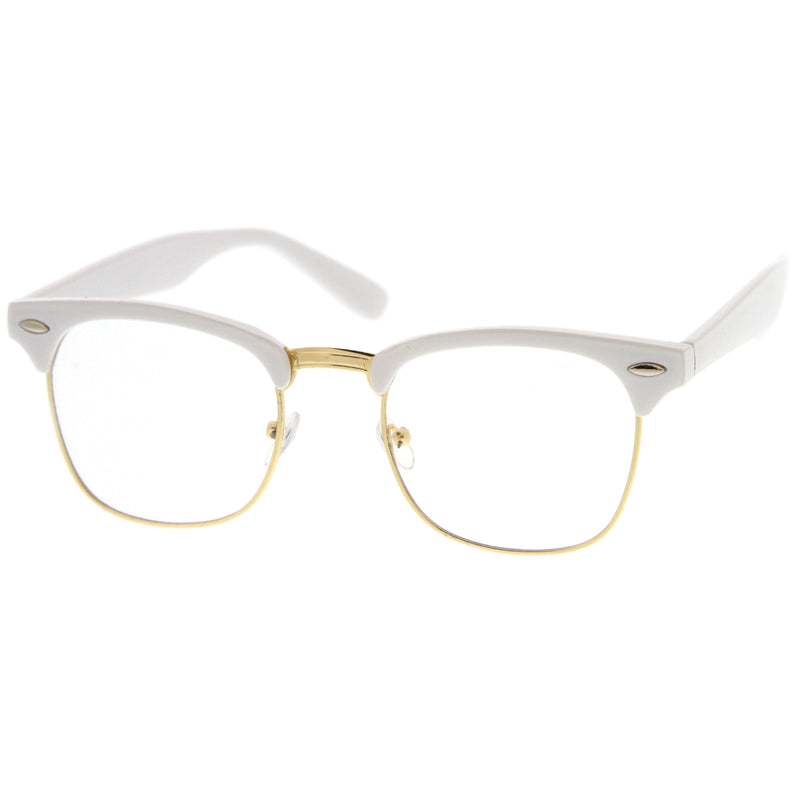 zeroUV Vintage Inspired Classic Horned Rim Half Frame Clear Lens Glasses 2933 Glasses