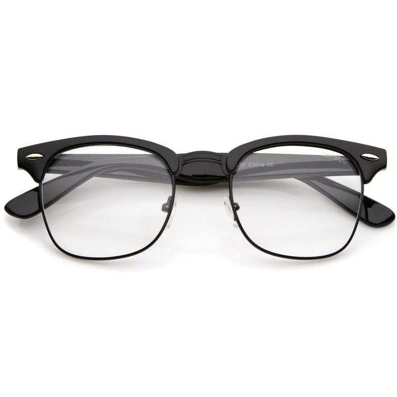 zeroUV Vintage Inspired Classic Horned Rim Half Frame Clear Lens Glasses 2933 Glasses