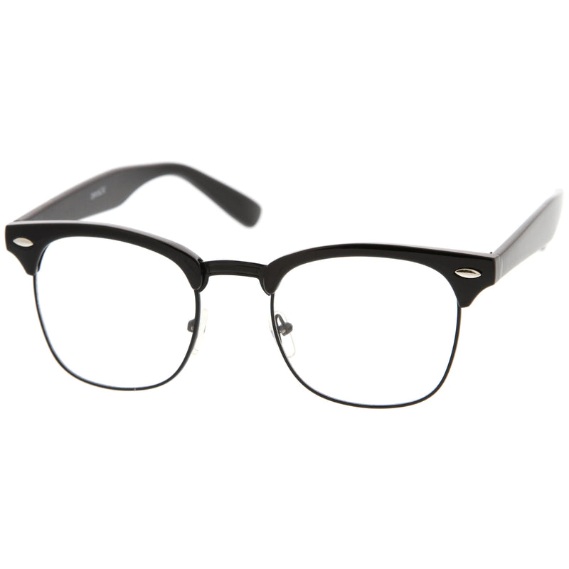 zeroUV Vintage Inspired Classic Horned Rim Half Frame Clear Lens Glasses 2933 Glasses