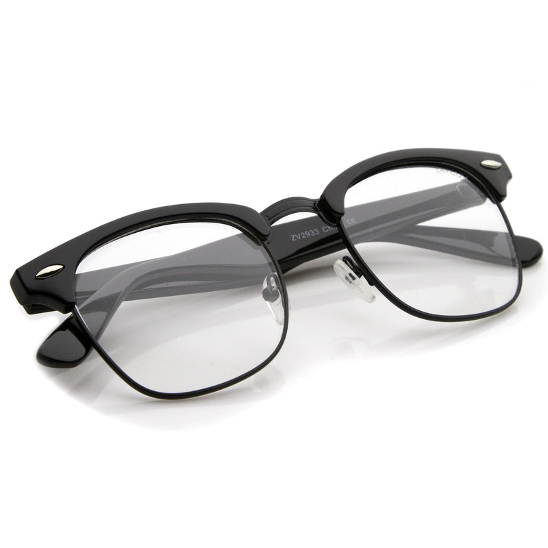 zeroUV Vintage Inspired Classic Horned Rim Half Frame Clear Lens Glasses 2933 Glasses