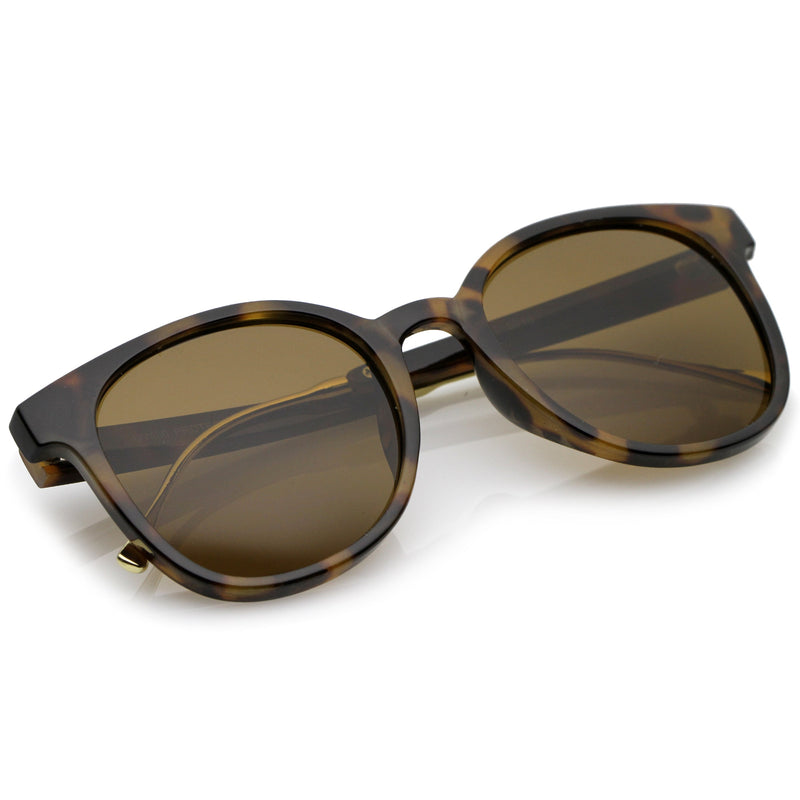 zeroUV Casual Metal Temple Square Lens Horn Rimmed Sunglasses A750 Sunglasses