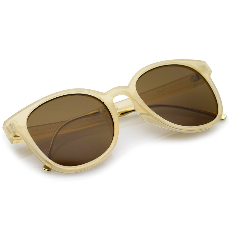 zeroUV Casual Metal Temple Square Lens Horn Rimmed Sunglasses A750 Sunglasses