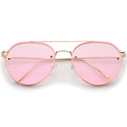 zeroUV Retro Modern Rimless Flat Color Lens Aviator Sunglasses A826 Sunglasses