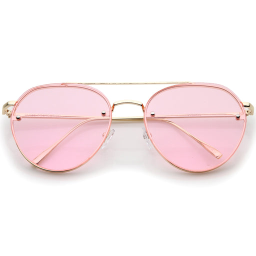 zeroUV Retro Modern Rimless Flat Color Lens Aviator Sunglasses A826 Sunglasses