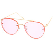 zeroUV Retro Modern Rimless Flat Color Lens Aviator Sunglasses A826 Sunglasses