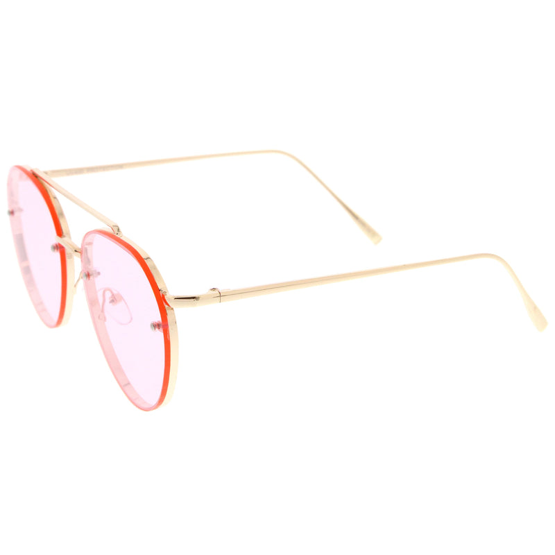 zeroUV Retro Modern Rimless Flat Color Lens Aviator Sunglasses A826 Sunglasses
