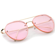 zeroUV Retro Modern Rimless Flat Color Lens Aviator Sunglasses A826 Sunglasses