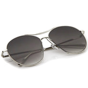 zeroUV Oversize Thin Metal Flat Gradient Flat Lens Sunglasses A845 Sunglasses