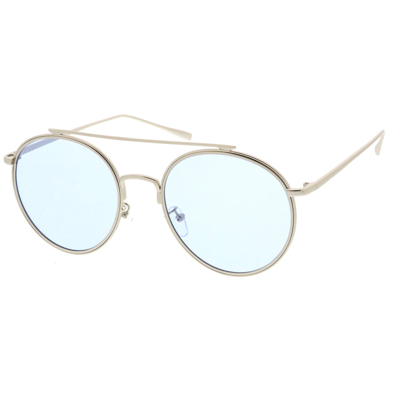 zeroUV Modern Slim Round Color Tone Aviator Sunglasses A871 Sunglasses