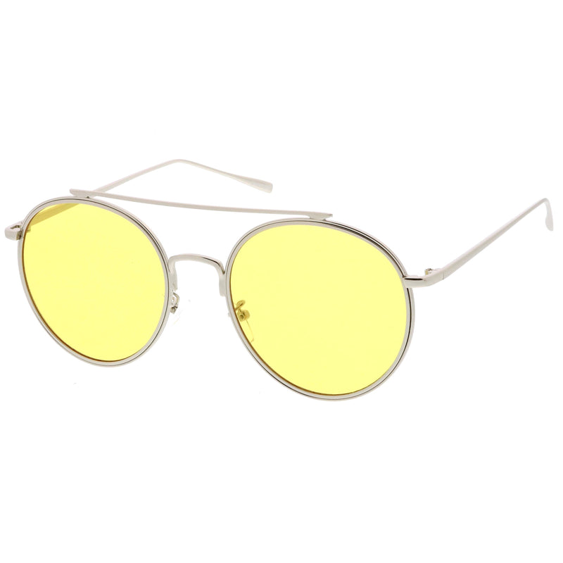 zeroUV Modern Slim Round Color Tone Aviator Sunglasses A871 Sunglasses