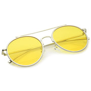 zeroUV Modern Slim Round Color Tone Aviator Sunglasses A871 Sunglasses