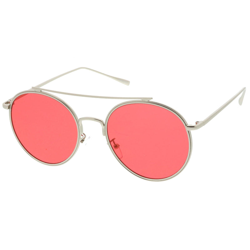 zeroUV Modern Slim Round Color Tone Aviator Sunglasses A871 Sunglasses