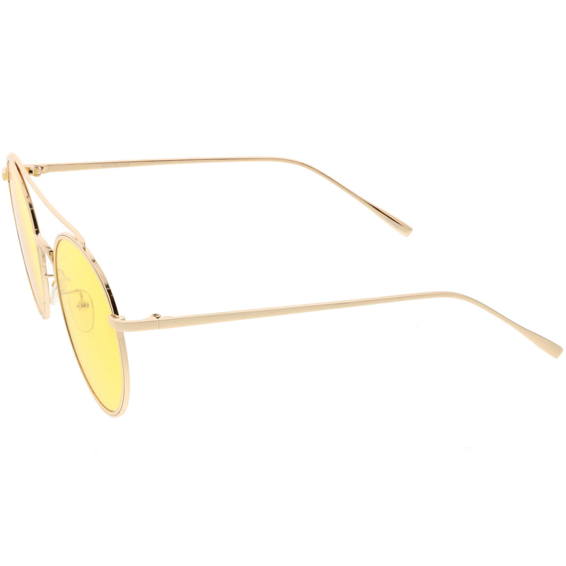 zeroUV Modern Slim Round Color Tone Aviator Sunglasses A871 Sunglasses