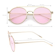 zeroUV Modern Slim Round Color Tone Aviator Sunglasses A871 Sunglasses