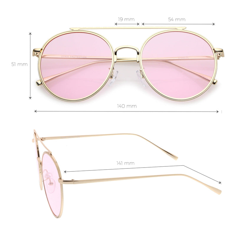 zeroUV Modern Slim Round Color Tone Aviator Sunglasses A871 Sunglasses