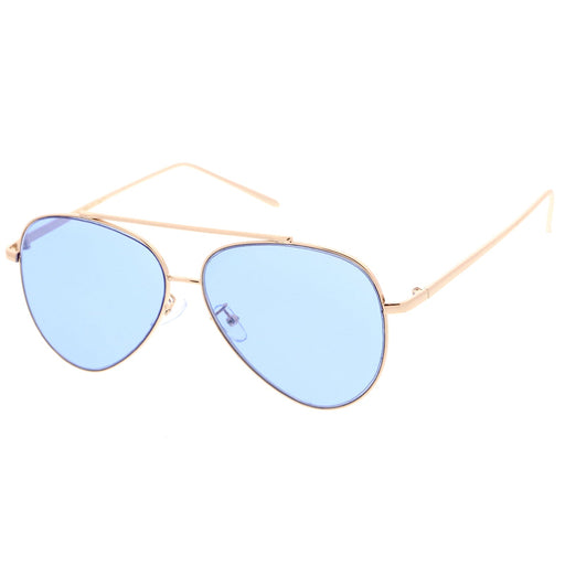 zeroUV Retro Color Tone Color Flat Lens Aviator Sunglasses A967 Sunglasses