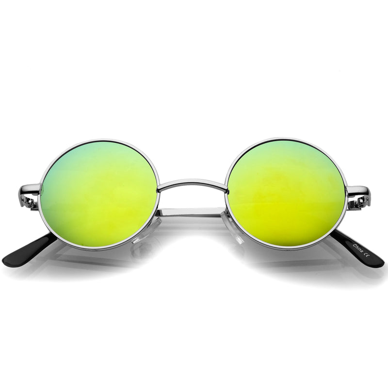 zeroUV Retro Lennon Style Round Circle Metal Mirror Lens Sunglasses 1408 Sunglasses