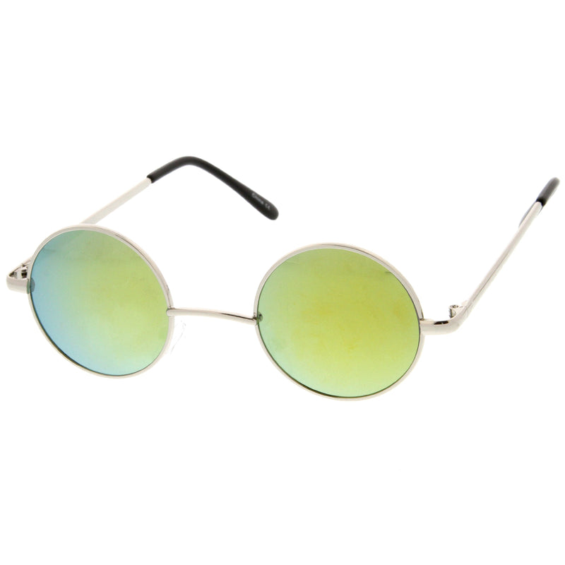 zeroUV Retro Lennon Style Round Circle Metal Mirror Lens Sunglasses 1408 Sunglasses