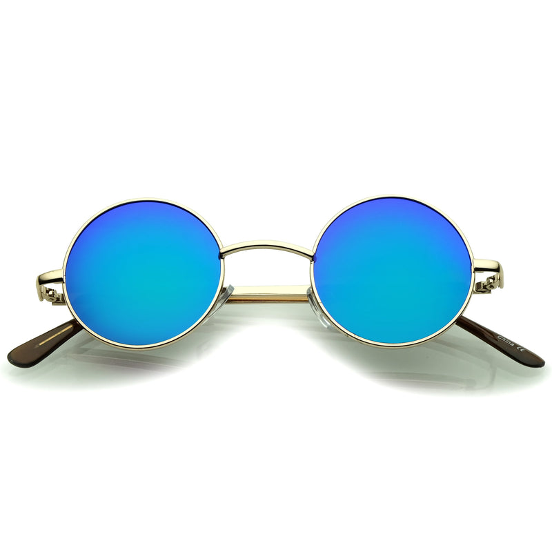 zeroUV Retro Lennon Style Round Circle Metal Mirror Lens Sunglasses 1408 Sunglasses