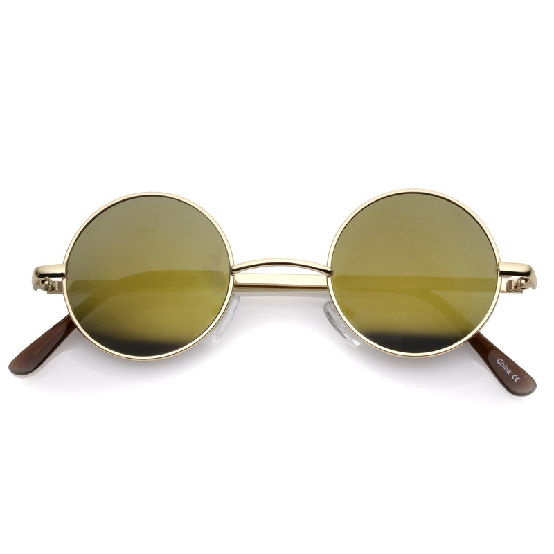 zeroUV Retro Lennon Style Round Circle Metal Mirror Lens Sunglasses 1408 Sunglasses