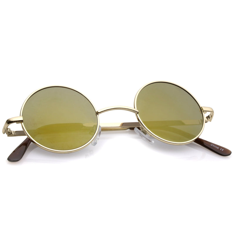 zeroUV Retro Lennon Style Round Circle Metal Mirror Lens Sunglasses 1408 Sunglasses