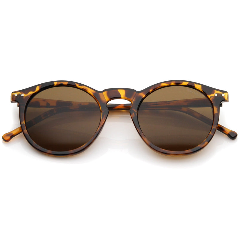 zeroUV Dapper Key Hole Vintage Horned Rim Round Circle Indie Sunglasses 8943 Sunglasses