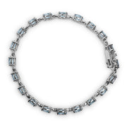 Bids.com .925 Sterling Silver 11.0 Cttw Oval Shaped Created Light Blue Topaz Link Bracelet - 7 inch Bracelets