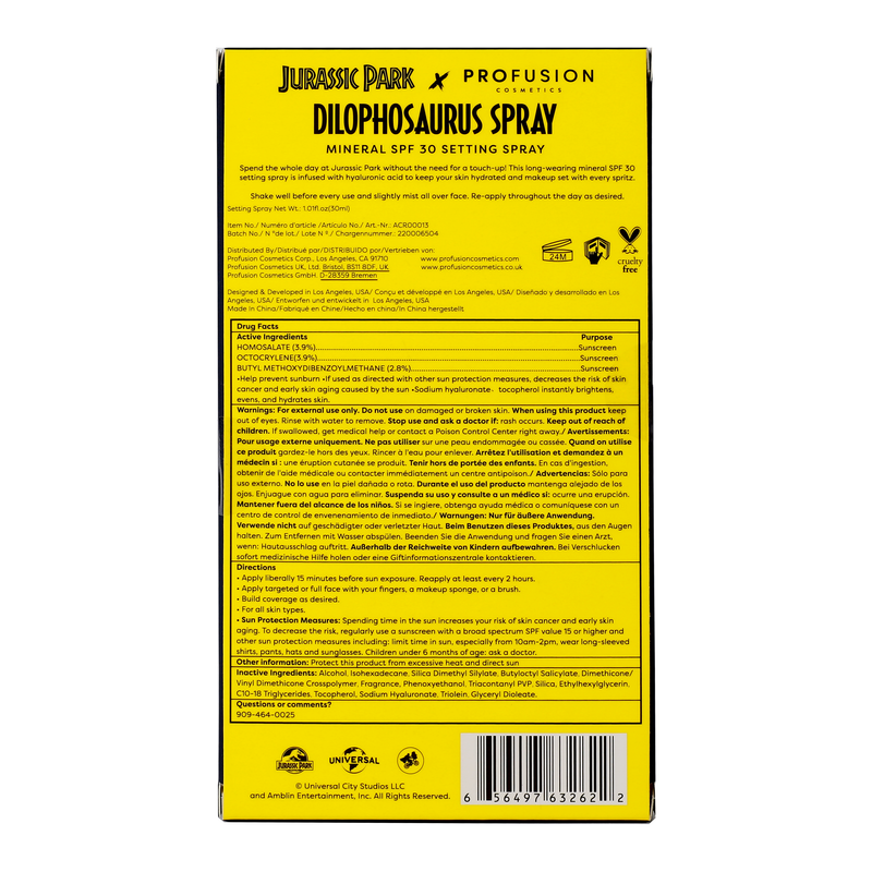 Profusion Cosmetics Jurassic Park | Dilophosaurus Spray Face