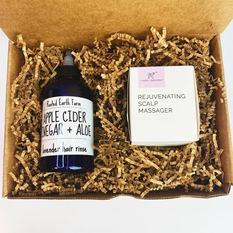 Rooted Earth Farm + Apothecary ACV Herbal Hair Rinse Gift Set healthy hair gift set