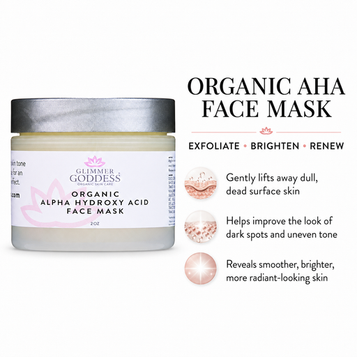 Glimmer Goddess® Organic Skin Care Organic AHA Face Mask – Renewing Treatment for Exfoliation & Glow Masks & Peels White Smoke