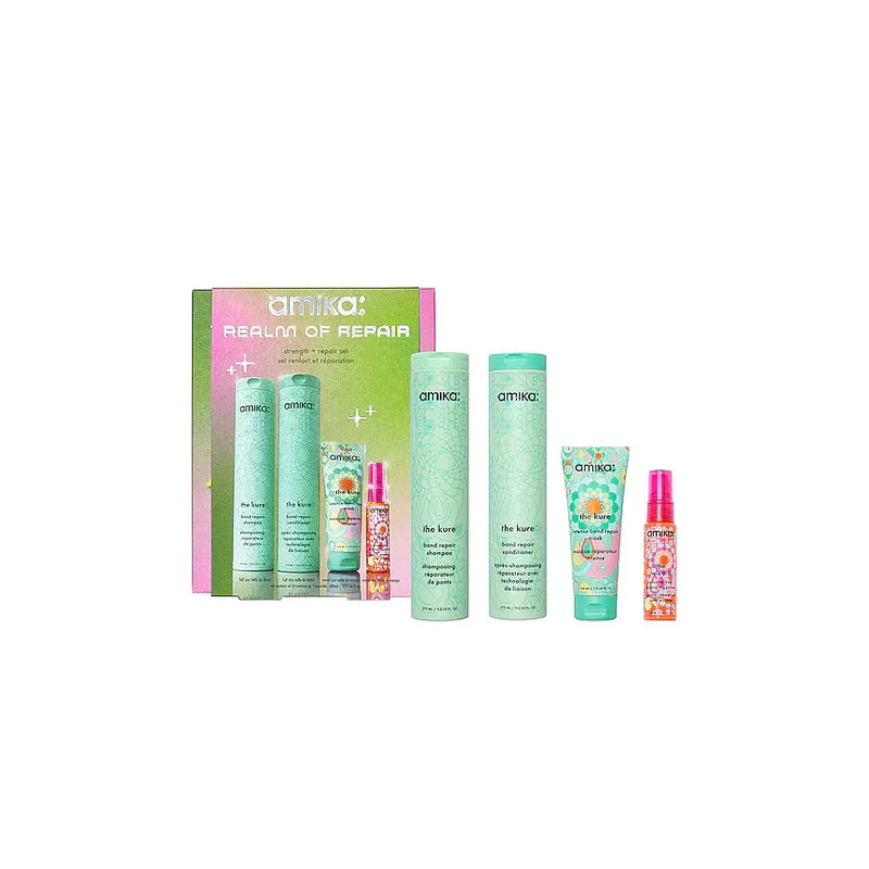 Nava Beauty Amika Realm Of Repair Kit - The Kure Shampoo 9.2oz The Kure Conditioner 9.2oz The Kure Mask 3.3oz The Wizard Primer 1oz White Smoke