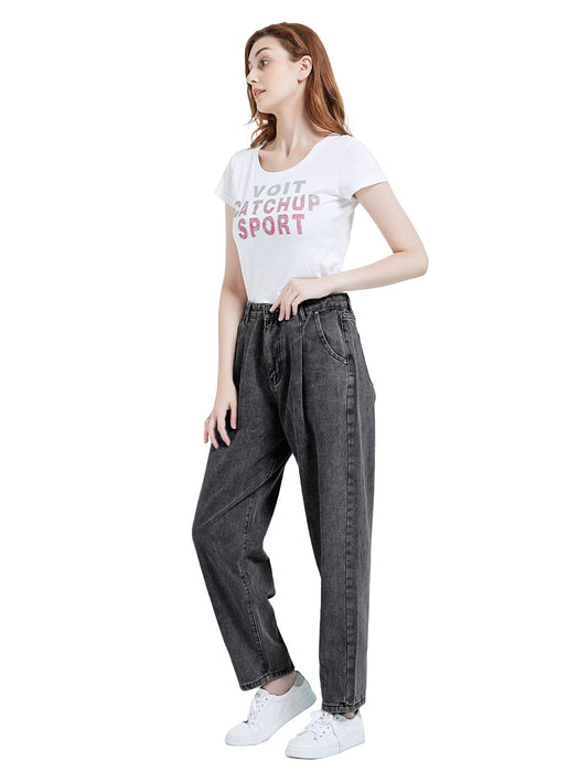 Loose High Waist Denim Trousers