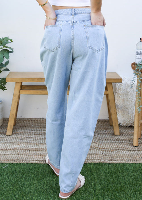 Loose High Waist Denim Trousers