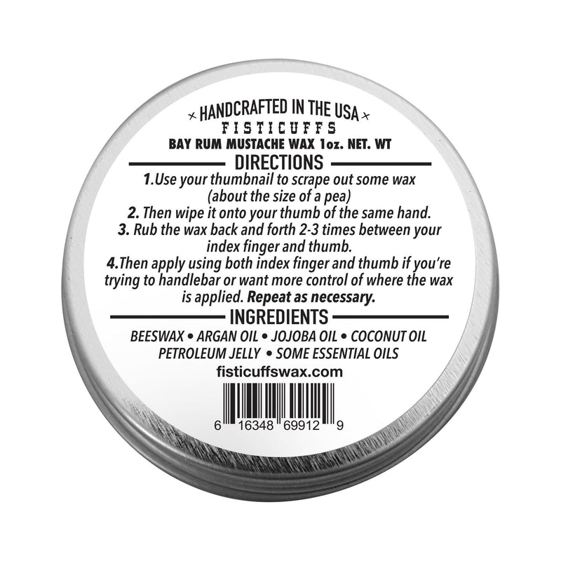 Grave Before Shave Bay Rum Scent Fisticuffs Mustache Wax "Original hold" Mustache Wax