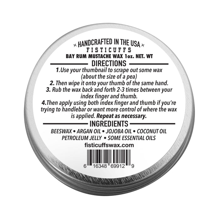 Grave Before Shave Bay Rum Scent Fisticuffs Mustache Wax "Original Hold"