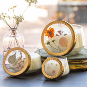 Rosy Rings Apricot Rose Large Pressed Floral Candle Pressed Floral Candles