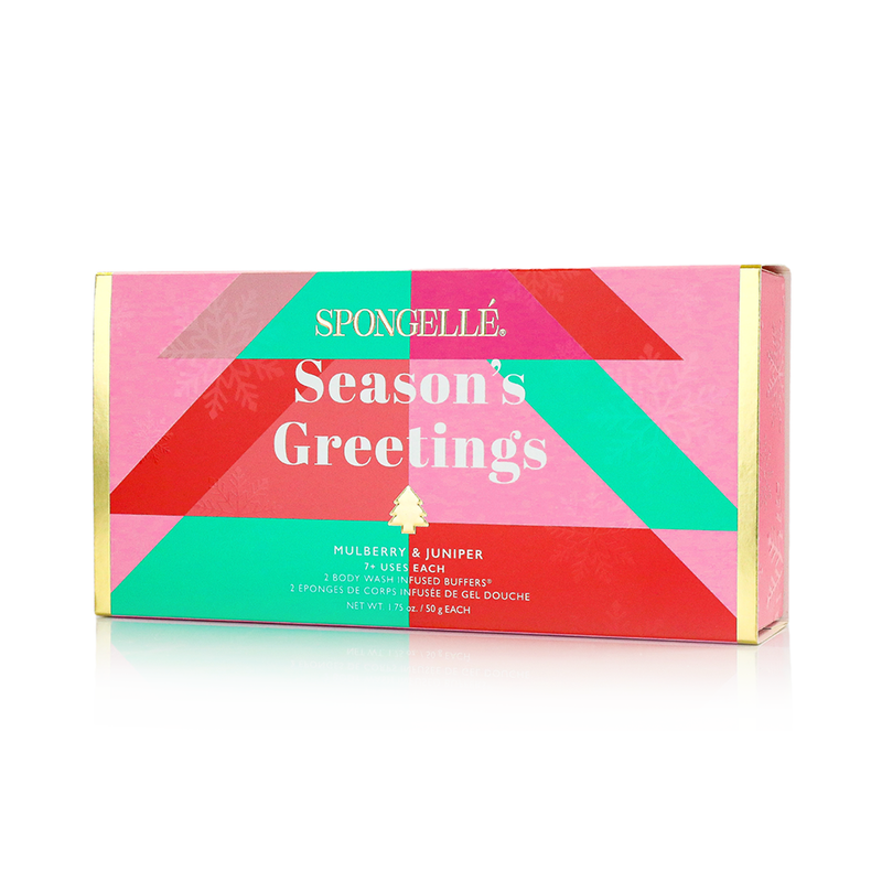 Spongellé Season's Greetings | Holiday Tree Gift Set Body Wash Infused Buffer