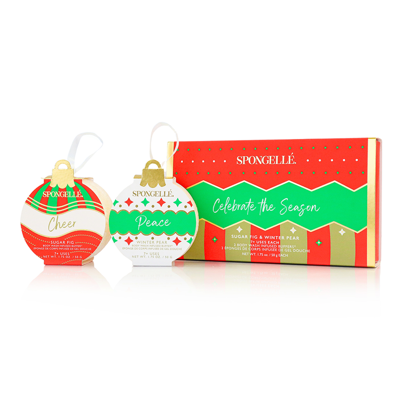 Spongellé Celebrate the Season | Holiday Ornament Gift Set Body Wash Infused Buffer