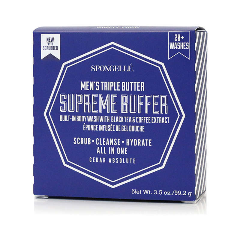 Spongellé 20+ Men's Supreme Buffer | Black Scrubber Body Wash Infused Buffer