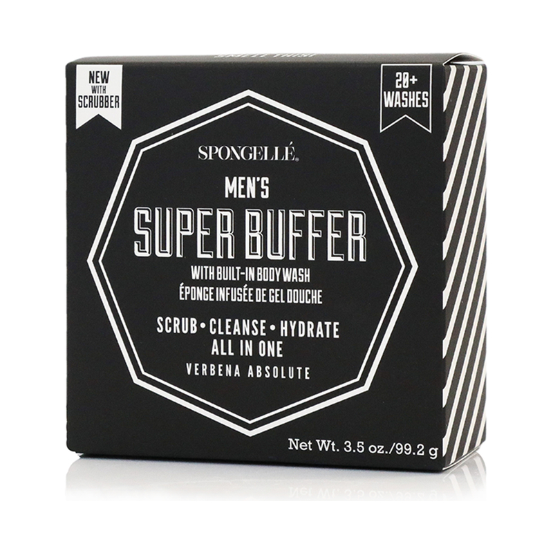 Spongellé 20+ Men's Super Buffer | Black Scrubber Body Wash Infused Buffer