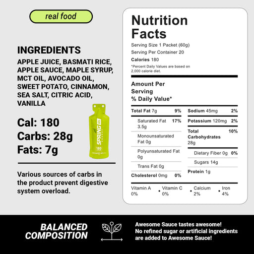 myspringenergy Cinnamon Apple Pie Gel (Vegan)  180 Kcal - Awesome Sauce Gel White Smoke 1 qty,10 pack,20 pack