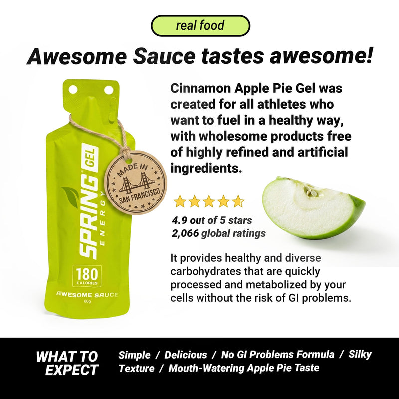 myspringenergy Cinnamon Apple Pie Gel (Vegan)  180 Kcal - Awesome Sauce Gel White Smoke 1 qty,10 pack,20 pack