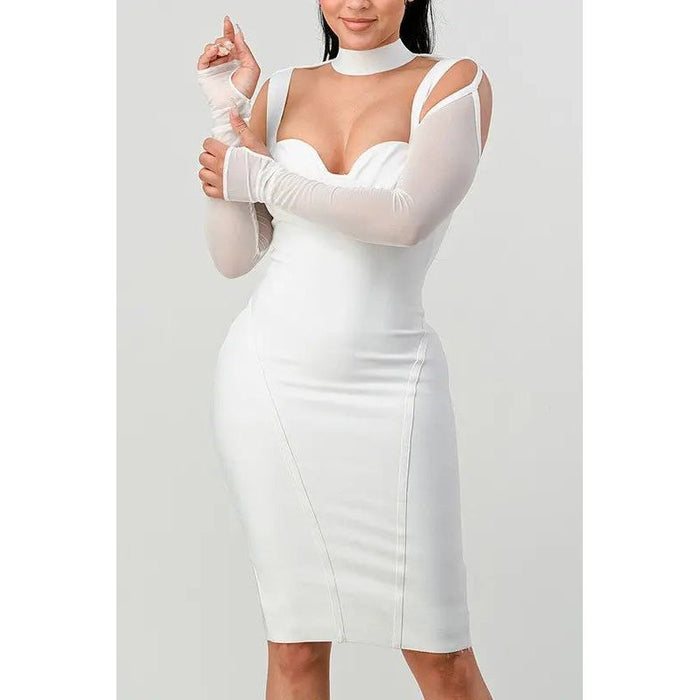 ATHINA Chic Contour Cold-Shoulder Midi Dress