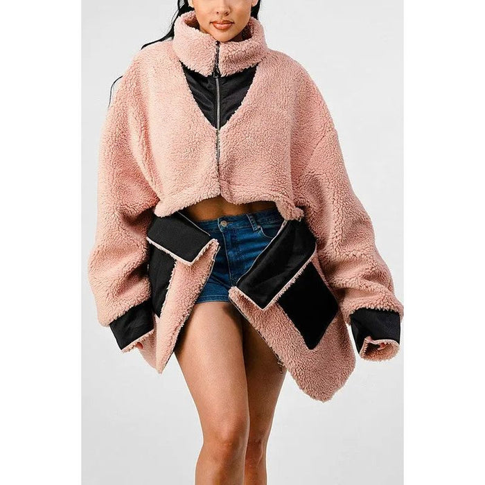 Athina Oversized Sherpa With Contrast Jacket