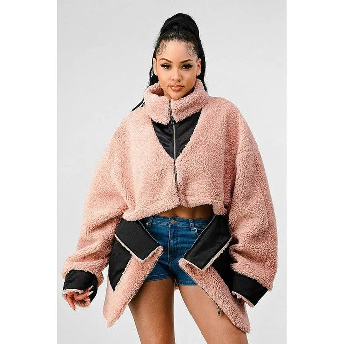 Athina Oversized Sherpa With Contrast Jacket